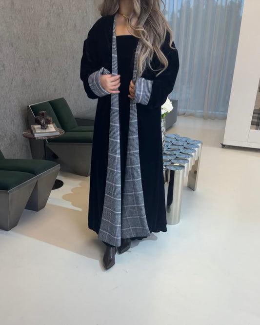 velvet plaid bisht￼